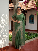 MIMOSA Pista Banarasi chiffon Saree — pose 4 styling detail