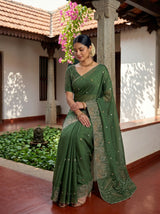 MIMOSA Pista Banarasi chiffon Saree — pose 8 styling detail