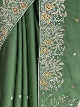 MIMOSA Pista Banarasi chiffon Saree — fleets shot full lifestyle