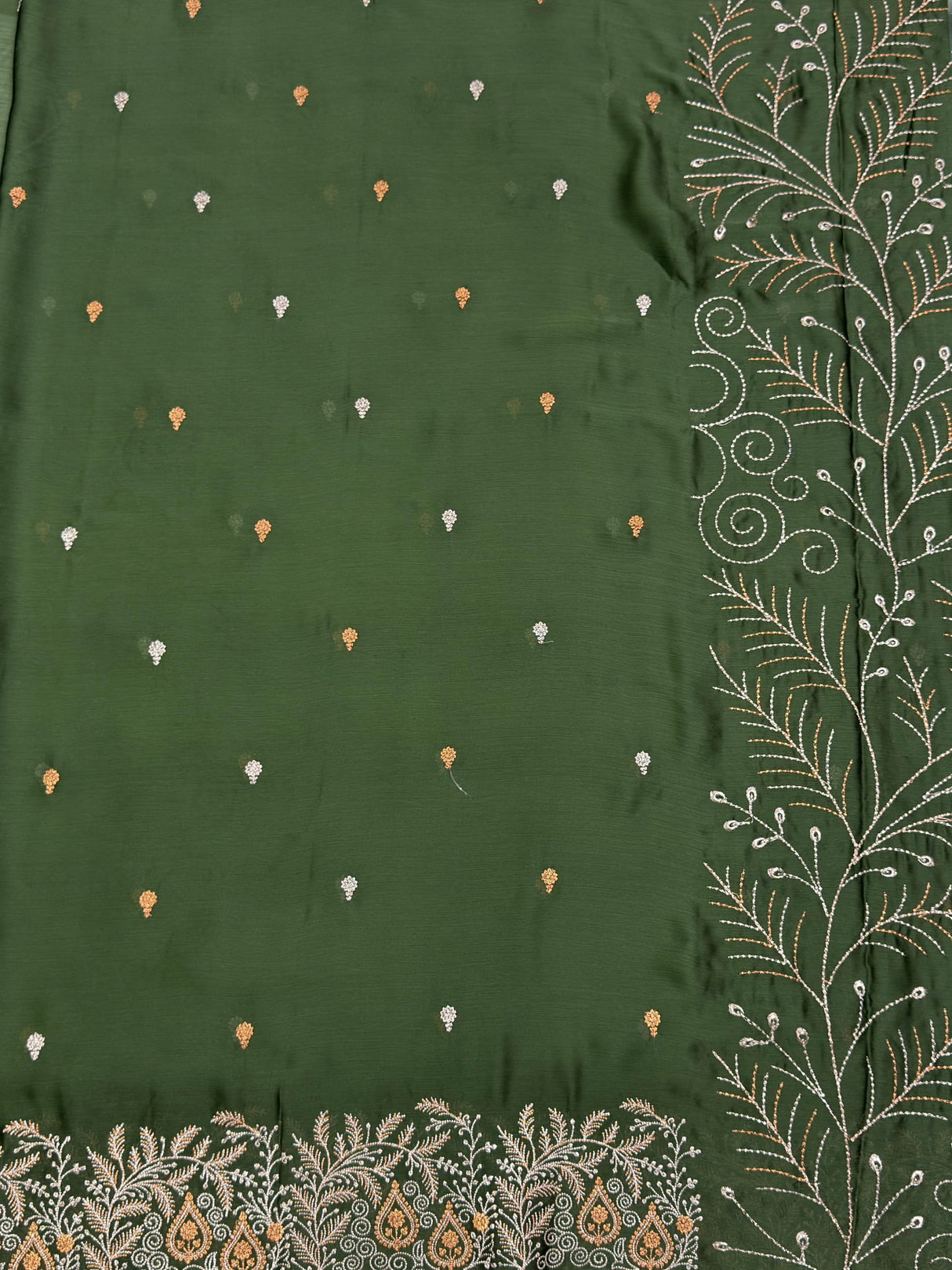 MIMOSA Pista Banarasi chiffon Saree — pallu and zari work detail