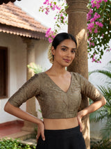 MIMOSA Tussar Banarasi chiffon Saree — blouse close-up