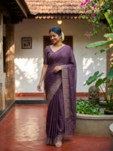 MIMOSA Violet Banarasi chiffon Saree — pose 9 styling detail