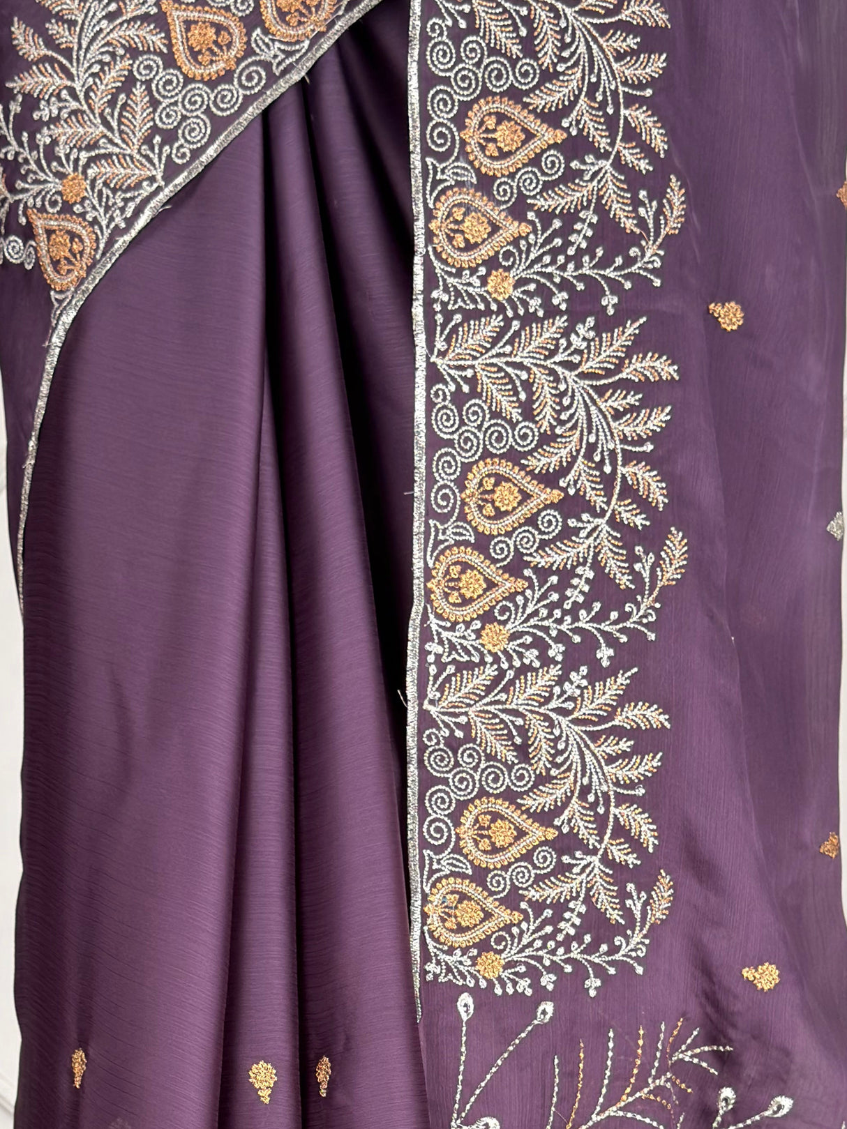 MIMOSA Violet Banarasi chiffon Saree — fleets shot full lifestyle