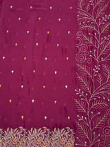 MIMOSA Wine Banarasi chiffon Saree — pallu and zari work detail