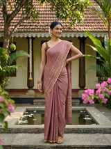 MIMOSA Peach Banarasi chiffon Saree — pose 4 styling detail