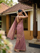 MIMOSA Peach Banarasi chiffon Saree — pose 9 styling detail