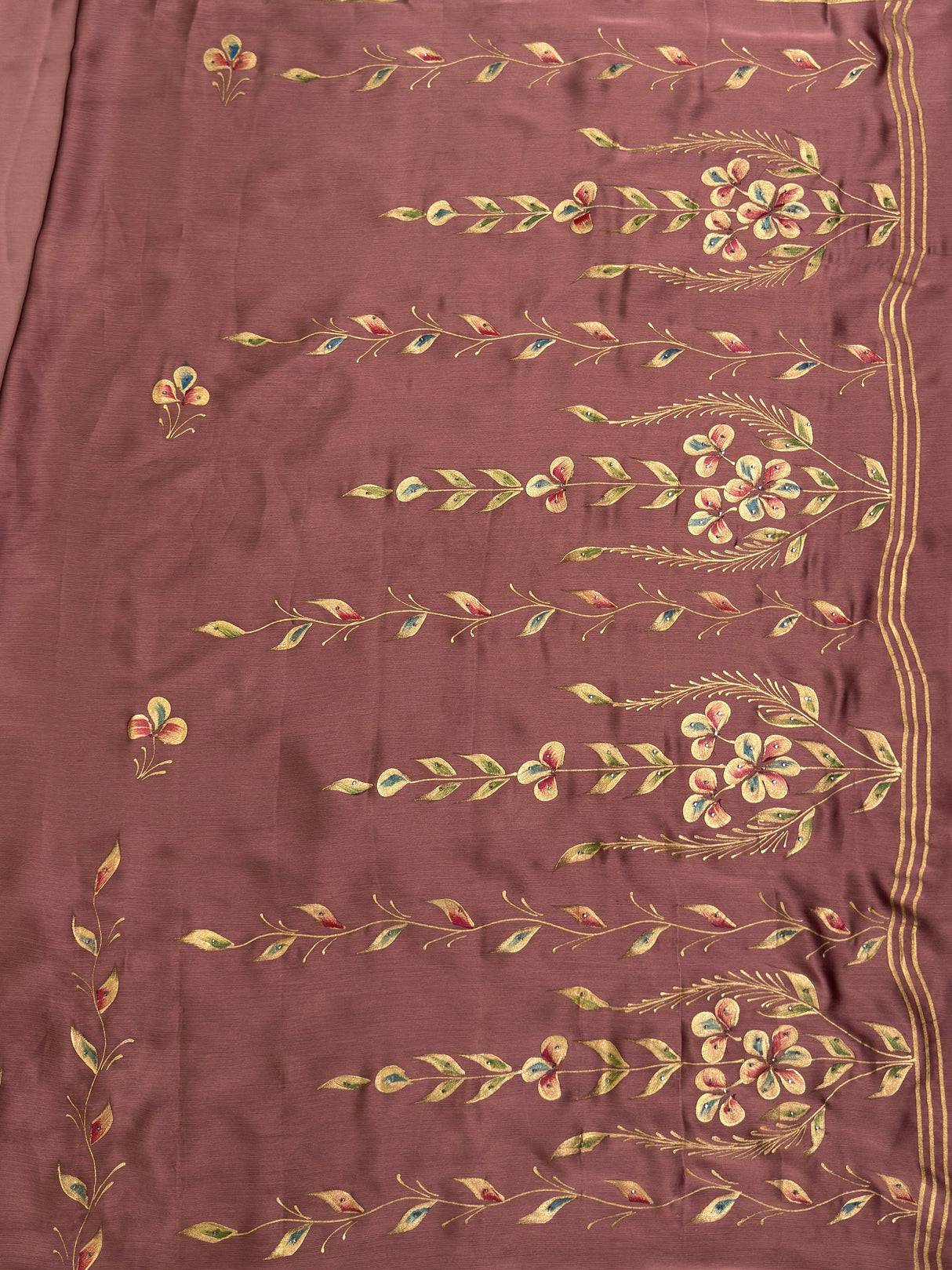 MIMOSA Peach Banarasi chiffon Saree — pallu and zari work detail