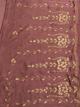 MIMOSA Peach Banarasi chiffon Saree — pallu and zari work detail