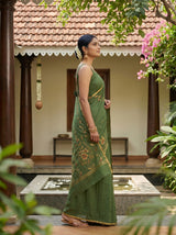 MIMOSA Pista Banarasi chiffon Saree — pose 3 styling detail