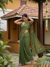 MIMOSA Pista Banarasi chiffon Saree — pose 9 styling detail