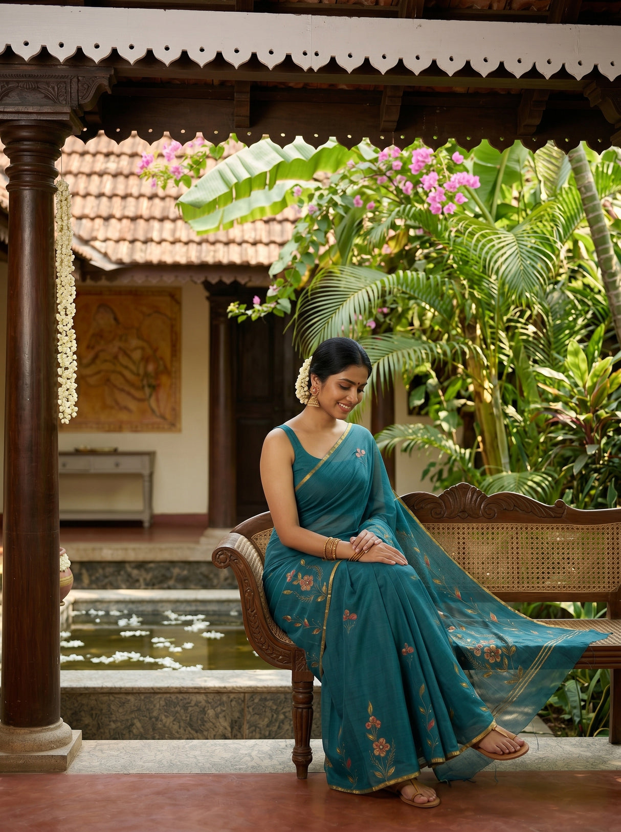 MIMOSA Sapphire Banarasi chiffon Saree — pose 8 styling detail