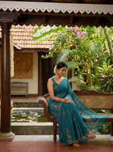 MIMOSA Sapphire Banarasi chiffon Saree — pose 8 styling detail