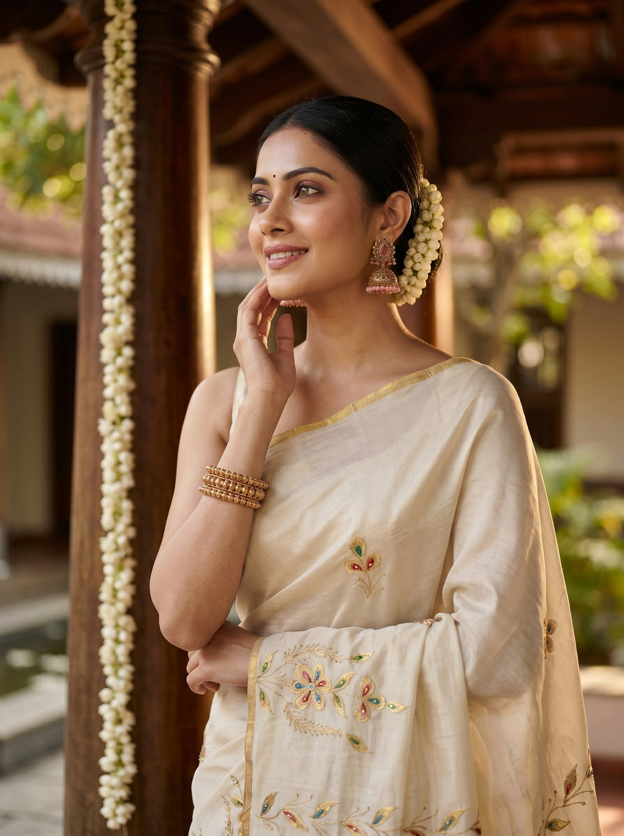 MIMOSA Tussar Banarasi chiffon Saree — pose 10 styling detail