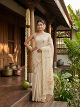 MIMOSA Tussar Banarasi chiffon Saree — pose 4 styling detail