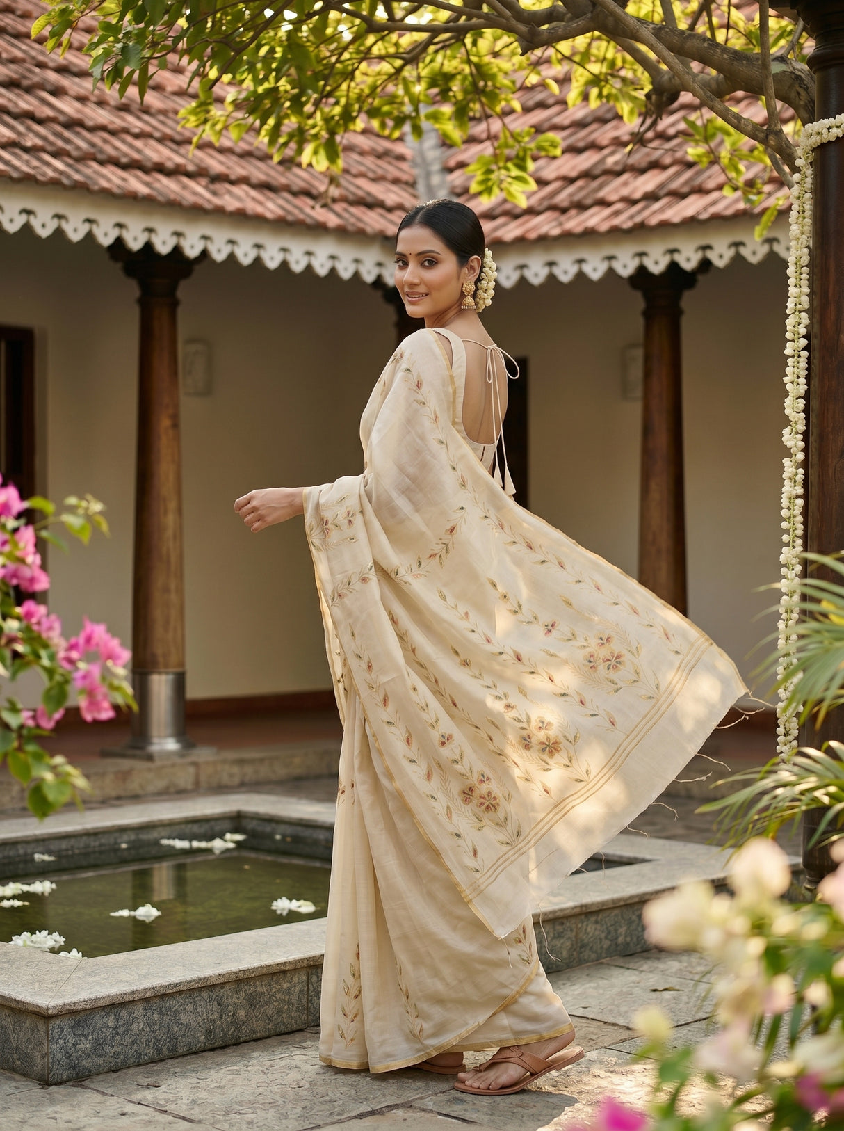 MIMOSA Tussar Banarasi chiffon Saree — pose 5 styling detail