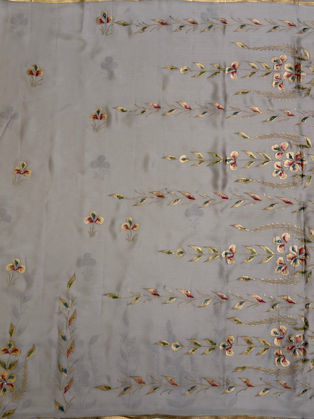 MIMOSA Tussar Banarasi chiffon Saree — pallu and zari work detail