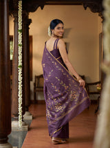 MIMOSA Violet Banarasi chiffon Saree — pose 7 styling detail