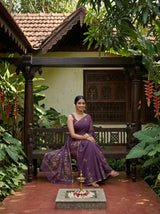 MIMOSA Violet Banarasi chiffon Saree — pose 8 styling detail