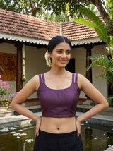 MIMOSA Violet Banarasi chiffon Saree — blouse close-up