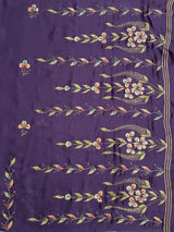 MIMOSA Violet Banarasi chiffon Saree — pallu and zari work detail