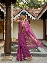 MIMOSA Wine Banarasi chiffon Saree — pose 9 styling detail