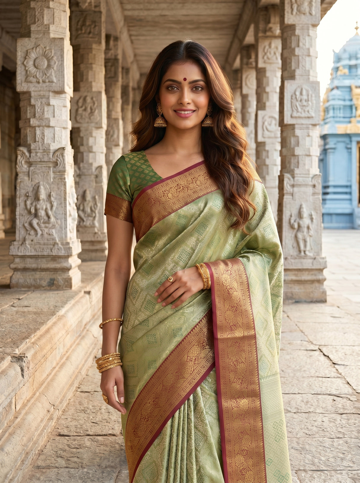 MIMOSA Green Saree Saree — pose 10 styling detail