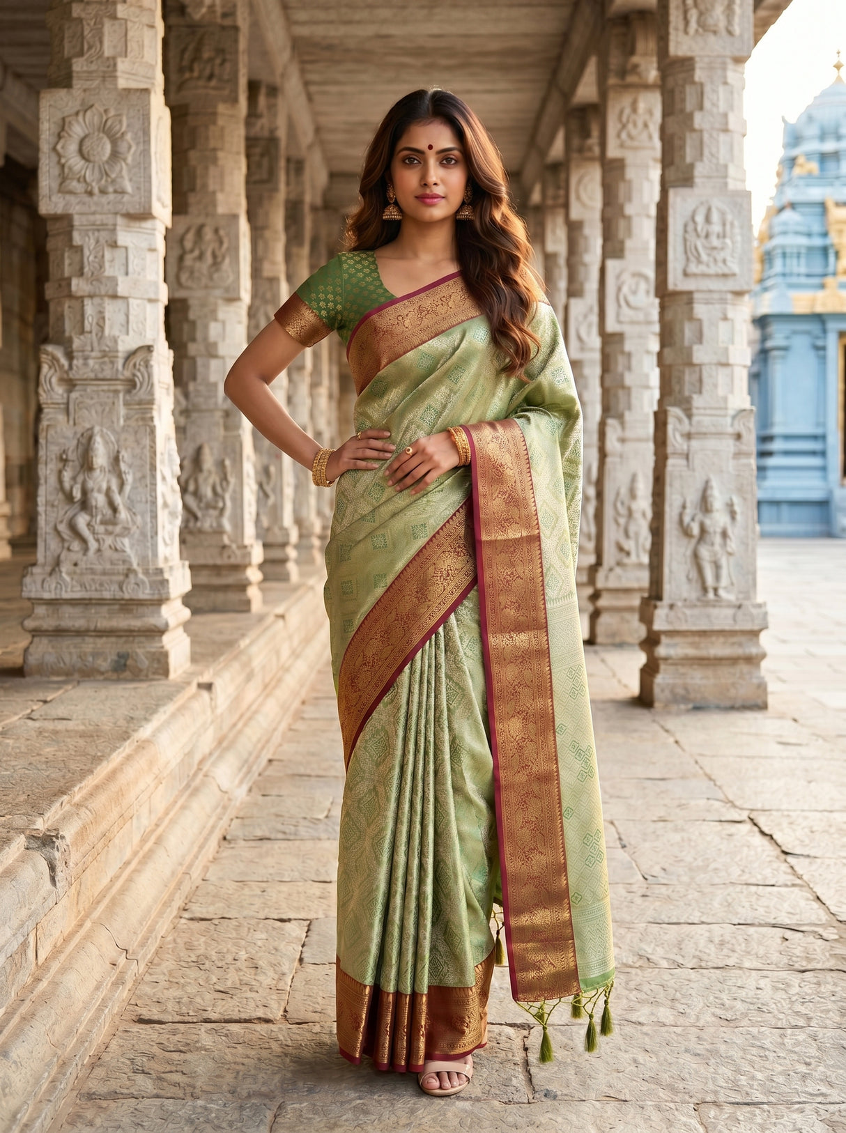 MIMOSA Green Saree Saree — pose 4 styling detail