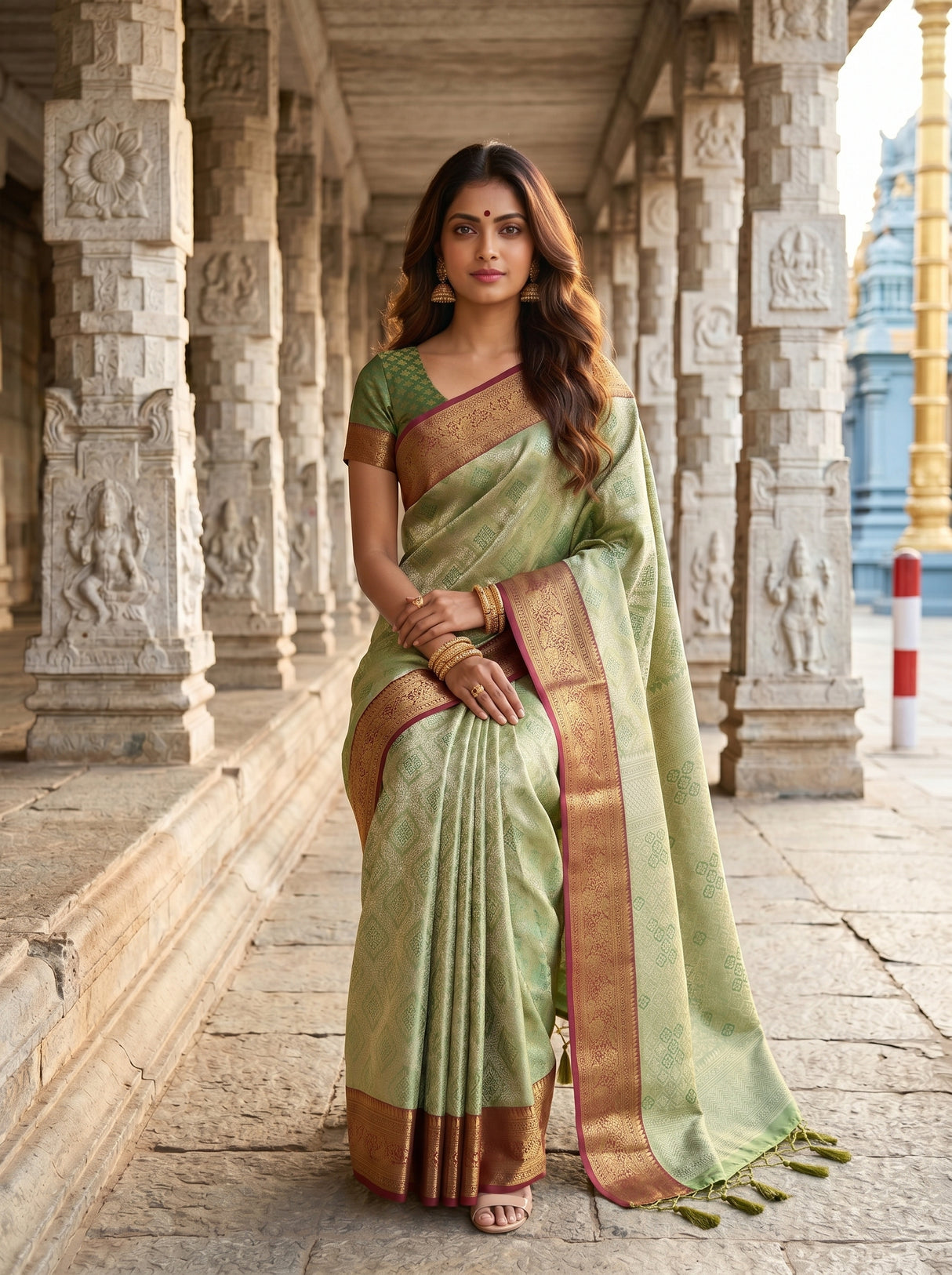 MIMOSA Green Saree Saree — pose 8 styling detail