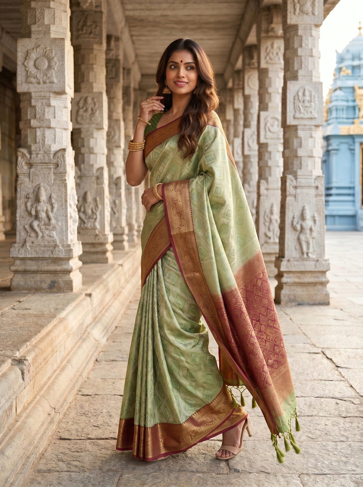 MIMOSA Green Saree Saree — pose 9 styling detail