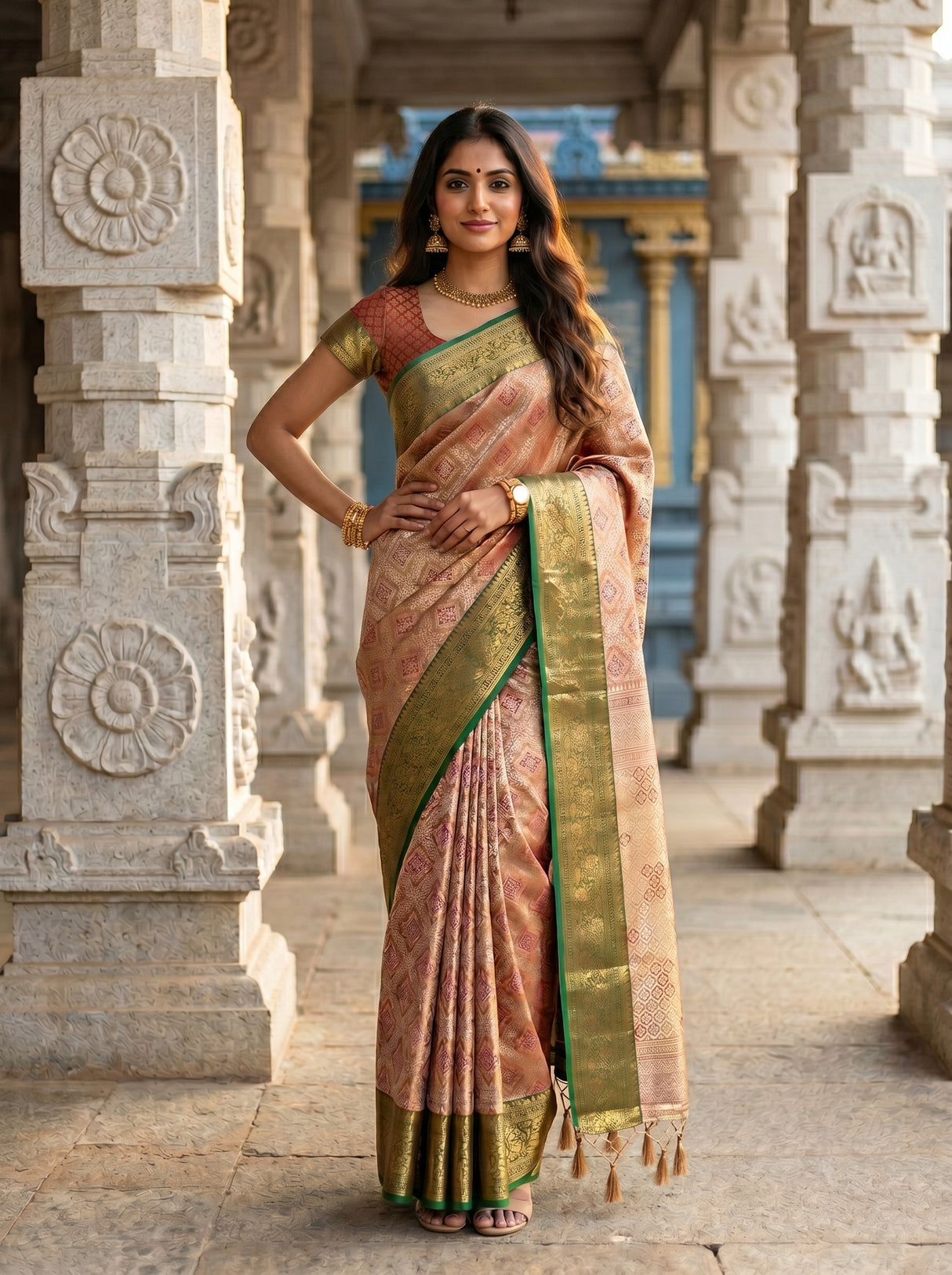 MIMOSA Maroon Saree Saree — pose 4 styling detail