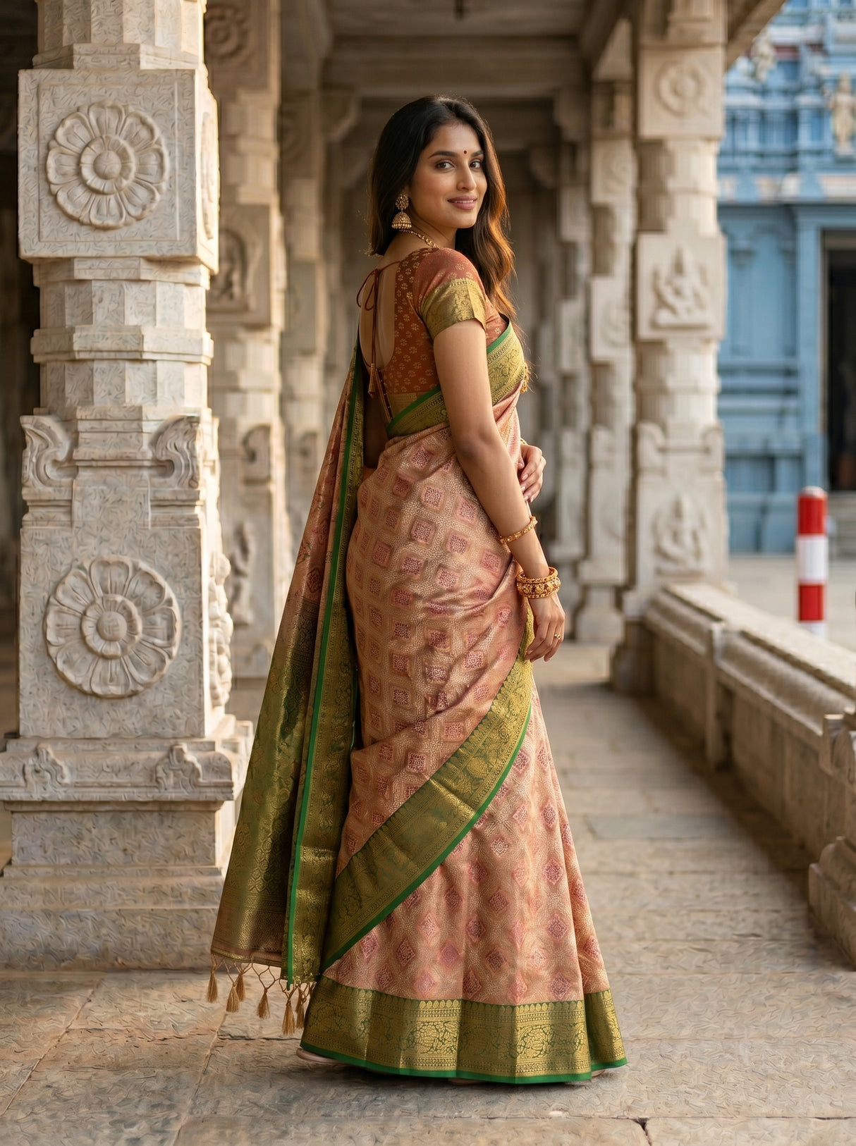 MIMOSA Maroon Saree Saree — pose 5 styling detail