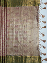MIMOSA Maroon Saree Saree — pallu and zari work detail
