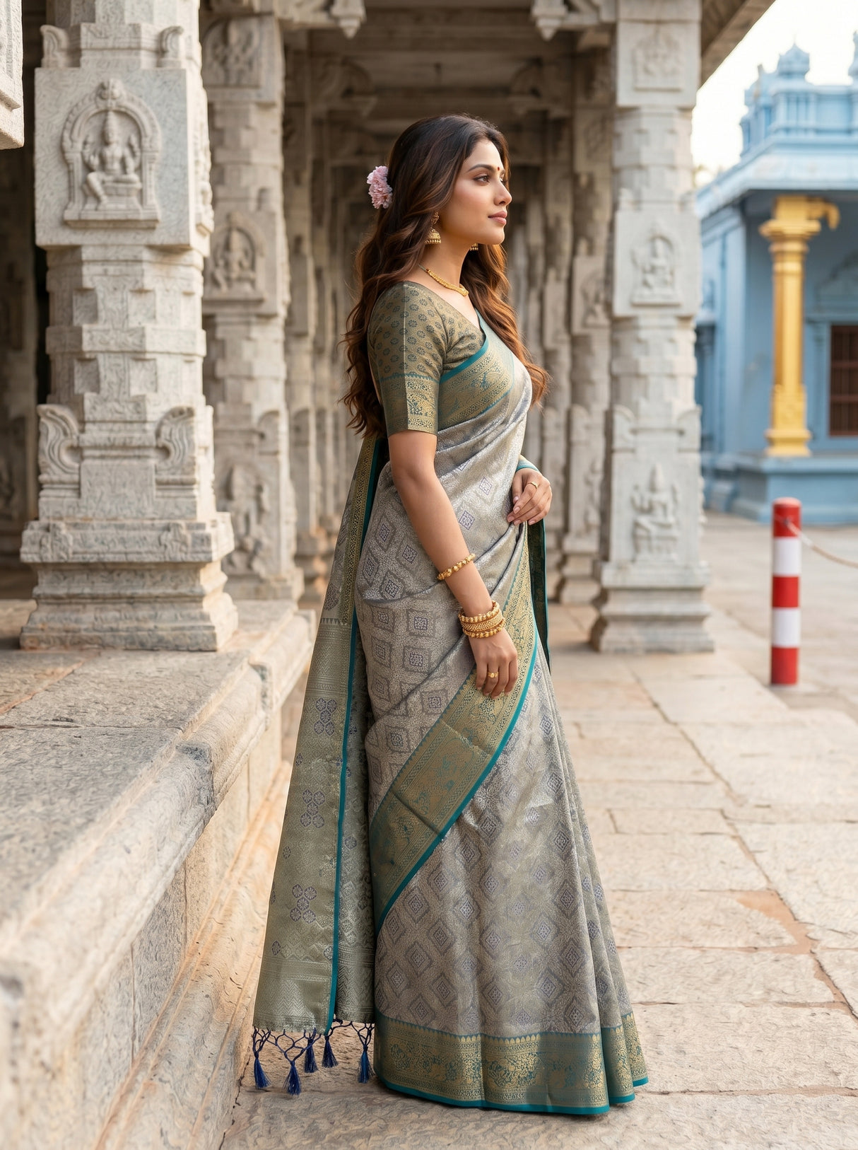 MIMOSA Navy Saree Saree — pose 3 styling detail