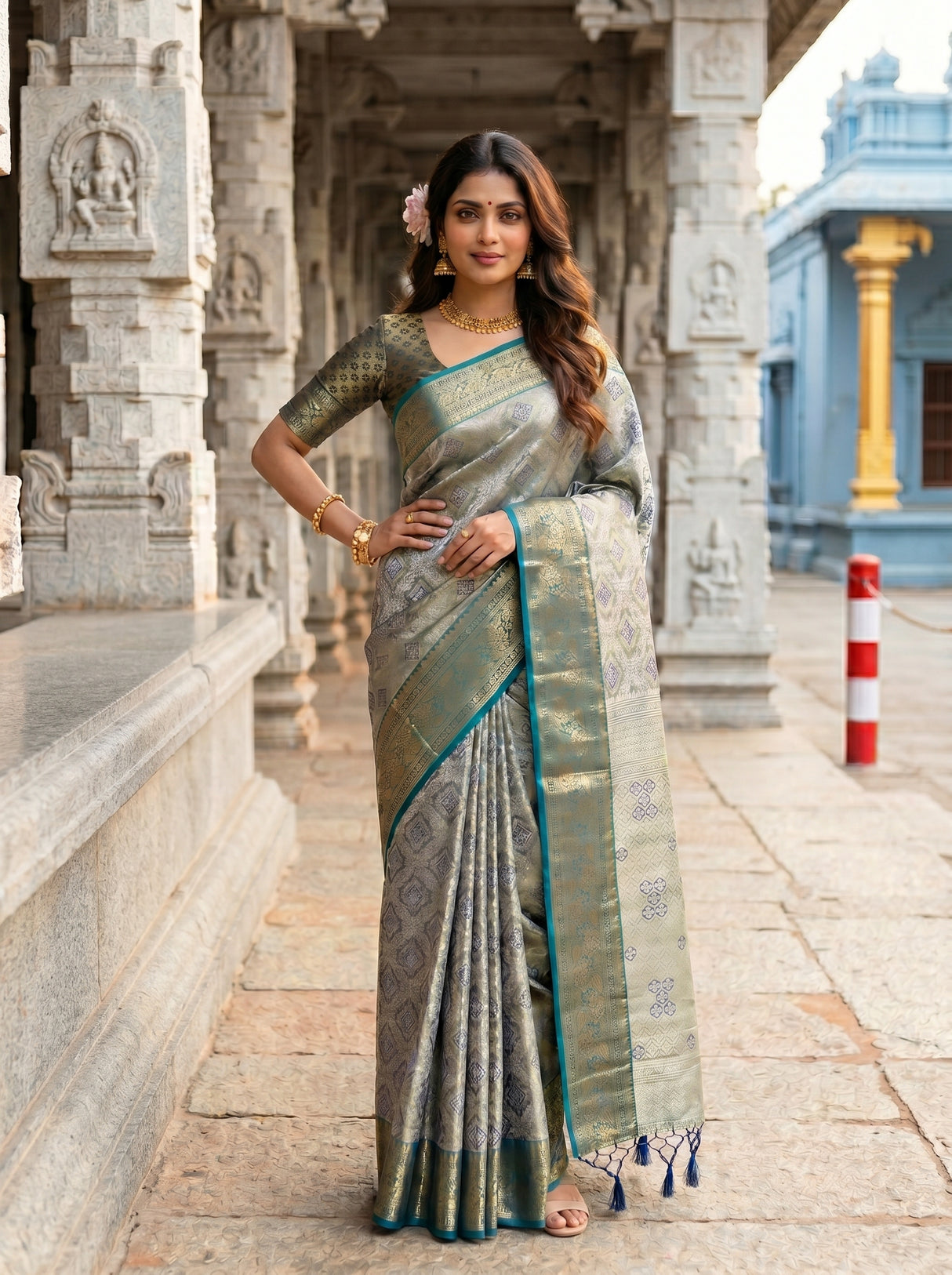 MIMOSA Navy Saree Saree — pose 4 styling detail