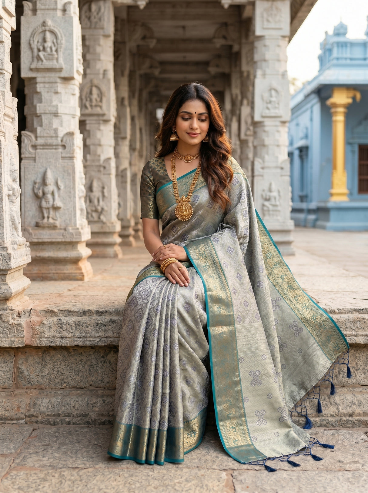 MIMOSA Navy Saree Saree — pose 8 styling detail