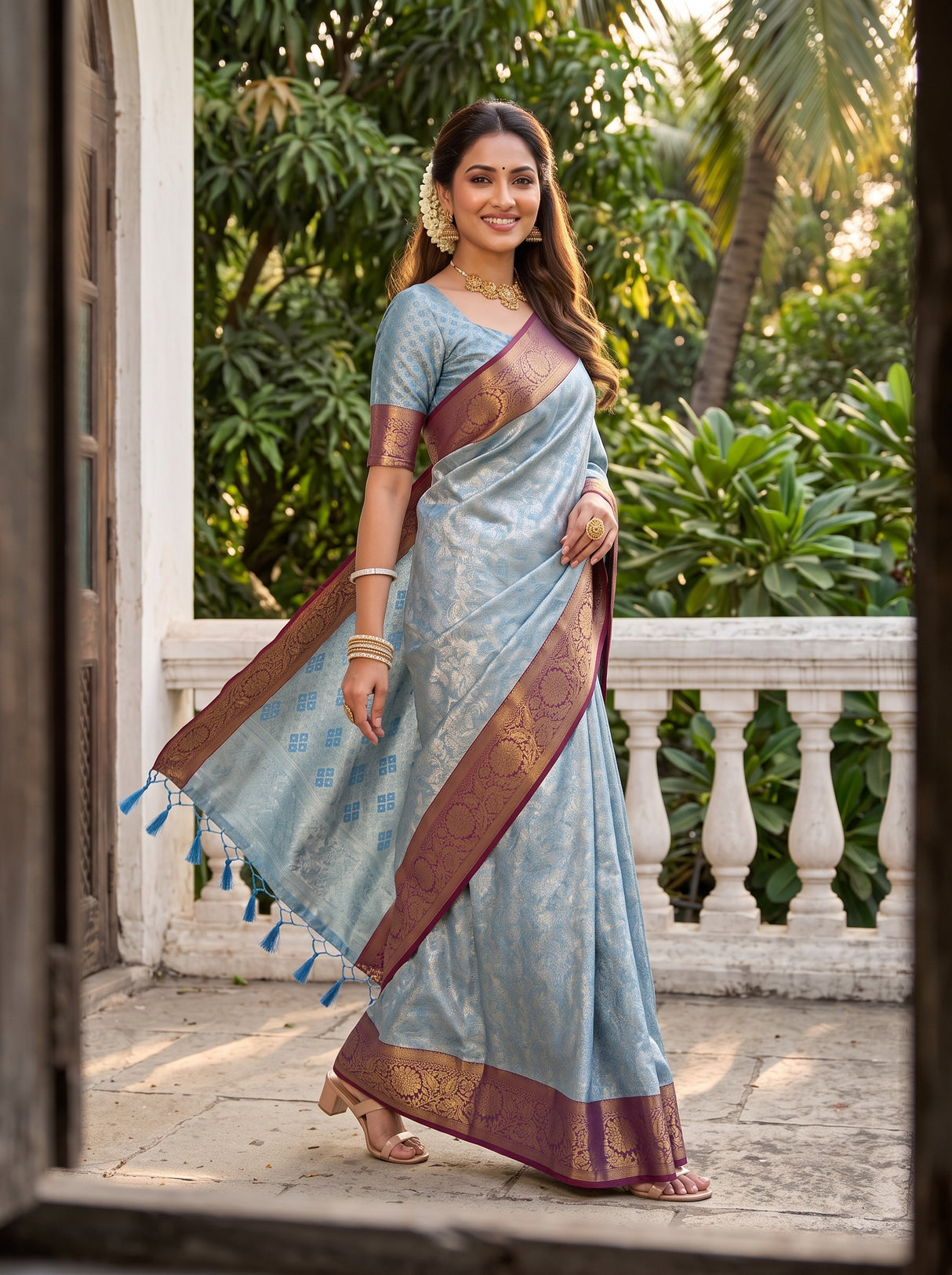 MIMOSA Ananda Saree Saree — pose 6 styling detail