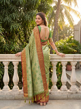 MIMOSA Green Saree Saree — pose 2 styling detail