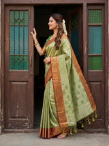 MIMOSA Green Saree Saree — pose 3 styling detail