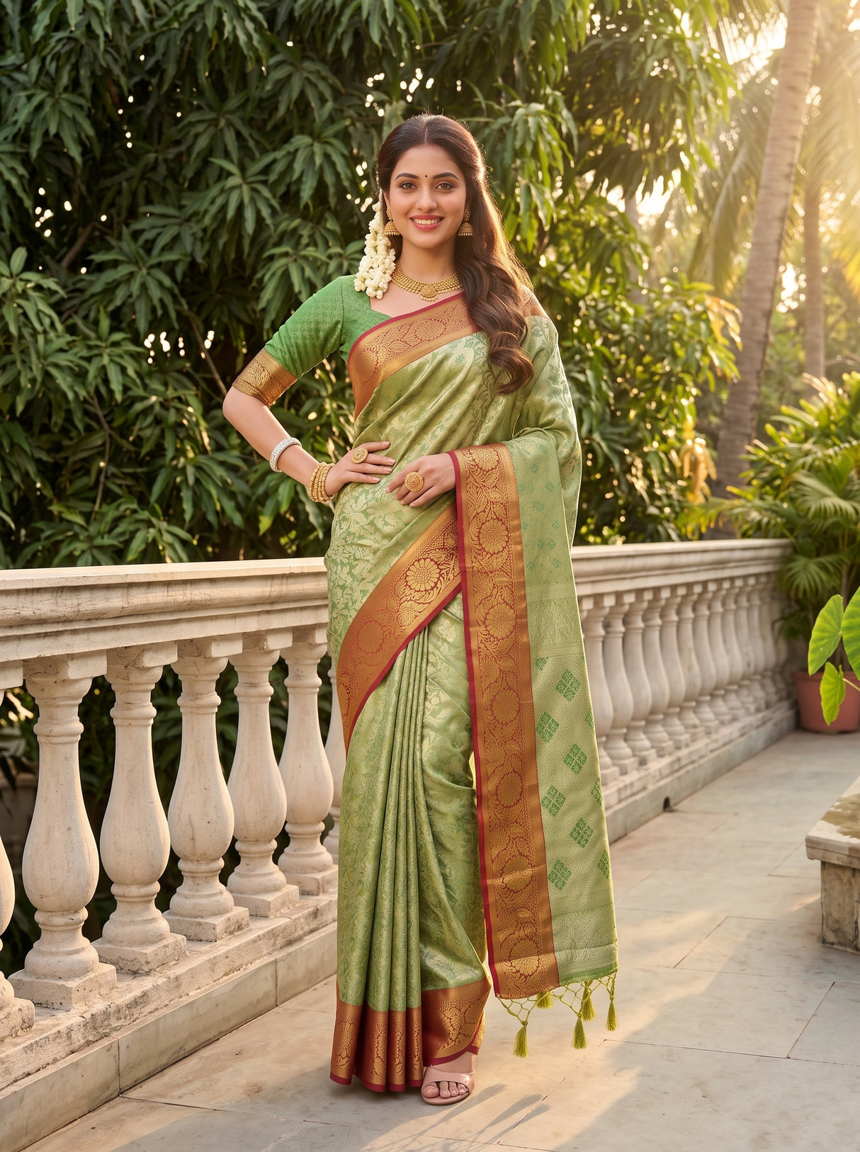 MIMOSA Green Saree Saree — pose 4 styling detail
