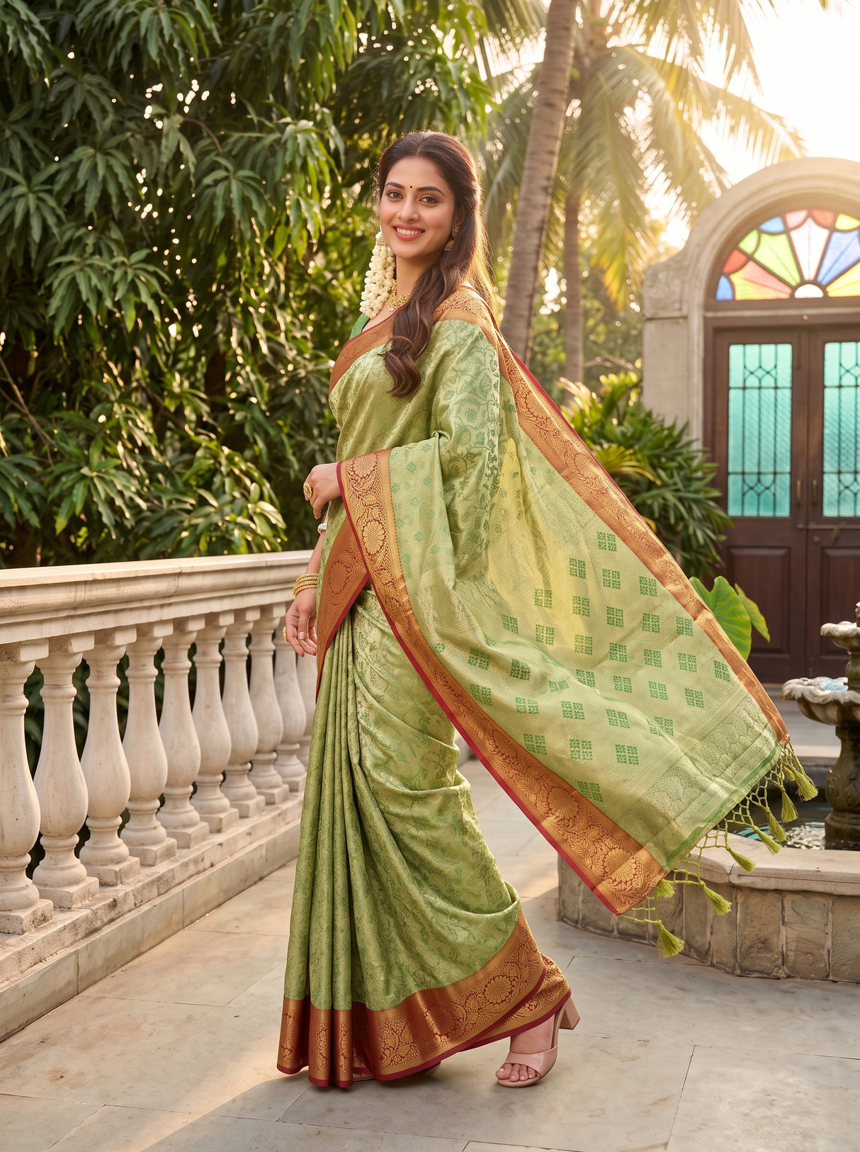 MIMOSA Green Saree Saree — pose 9 styling detail