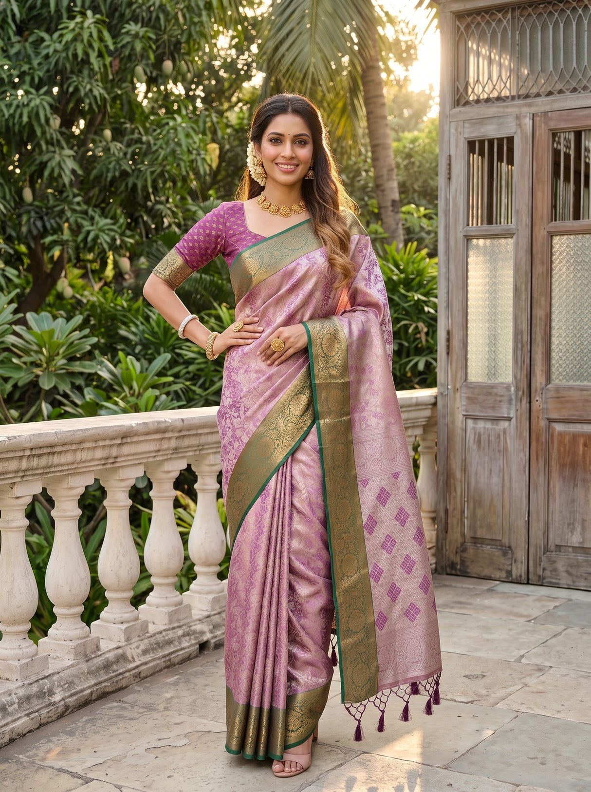 MIMOSA Magenta Saree Saree — pose 4 styling detail