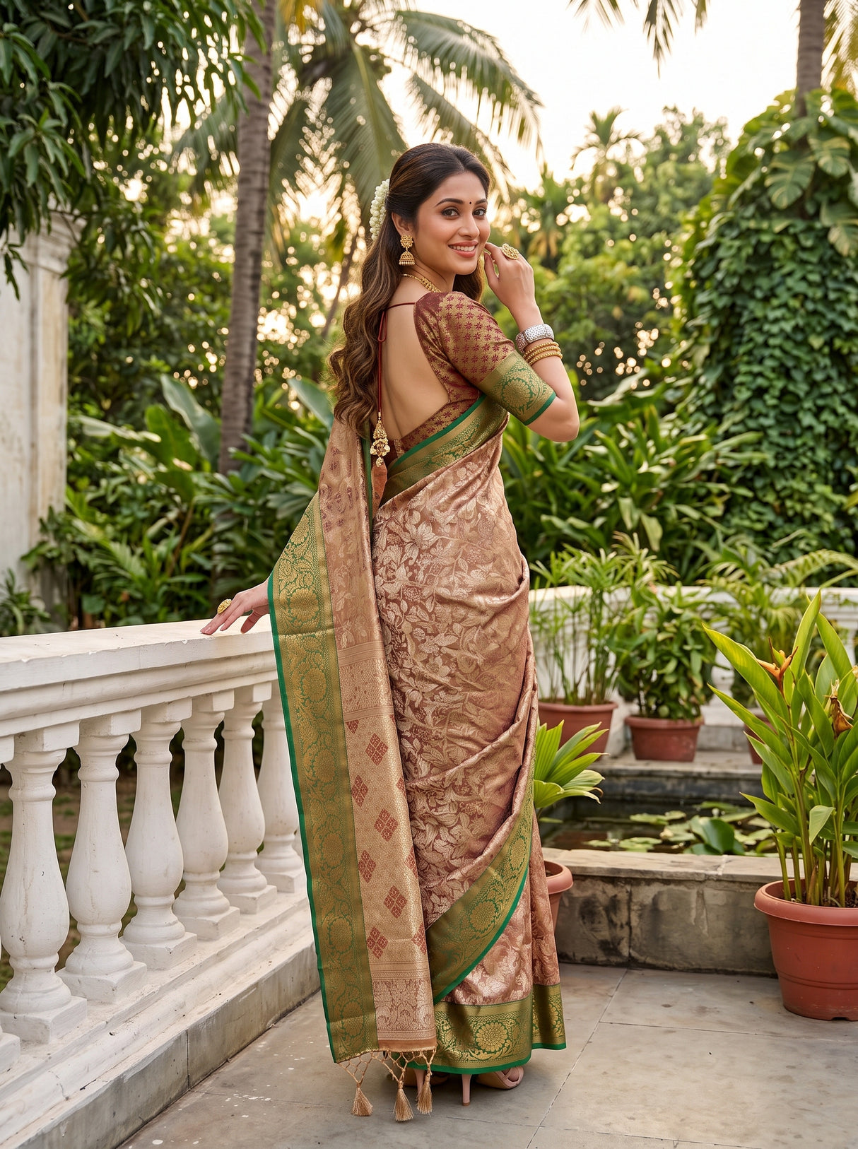 MIMOSA Maroon Saree Saree — pose 7 styling detail