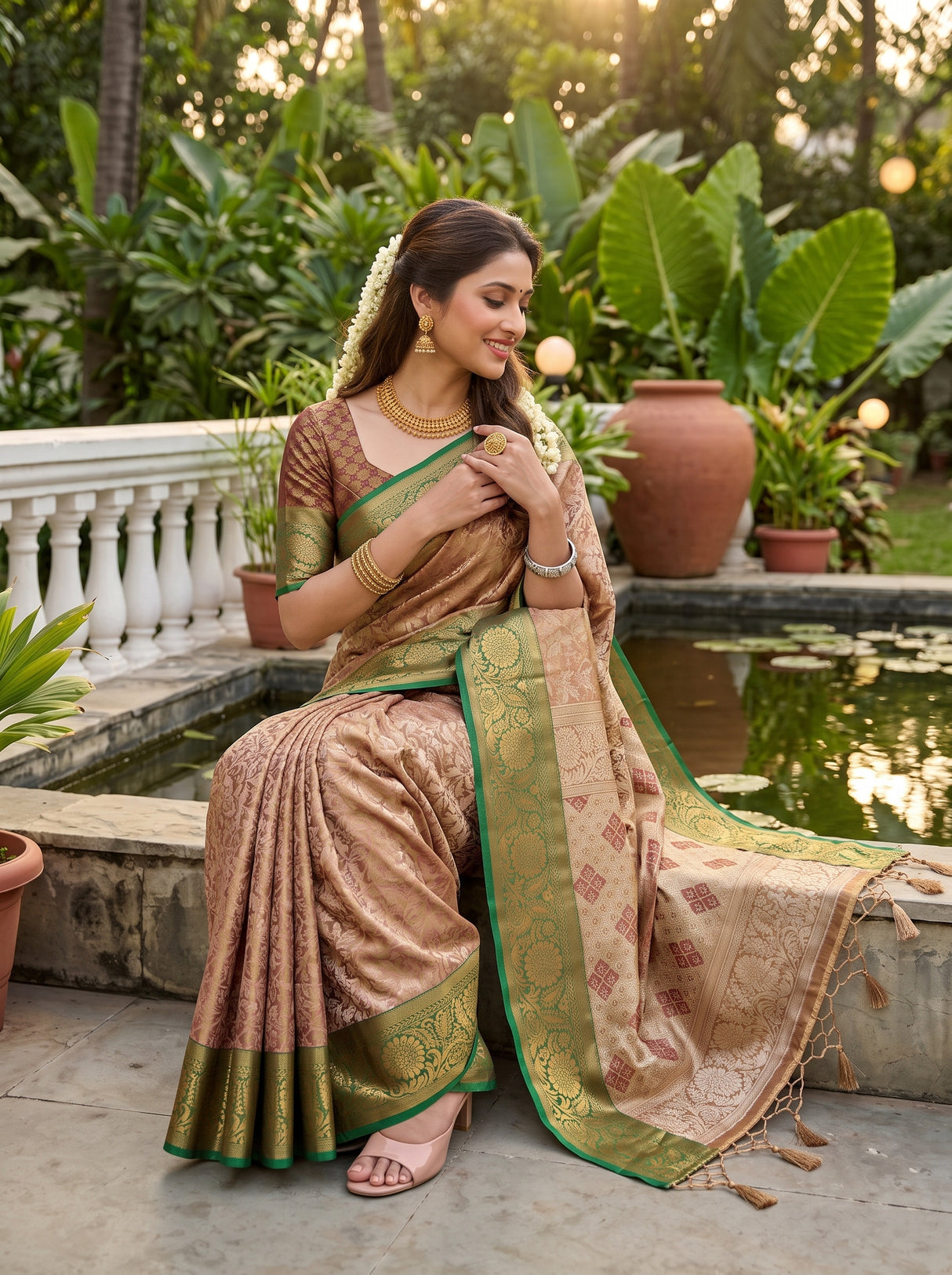 MIMOSA Maroon Saree Saree — pose 8 styling detail