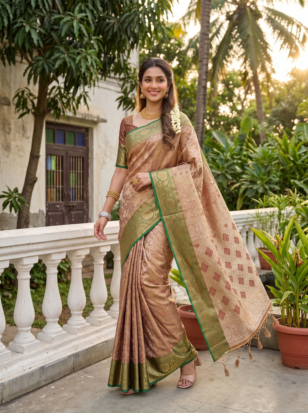 MIMOSA Maroon Saree Saree — pose 9 styling detail