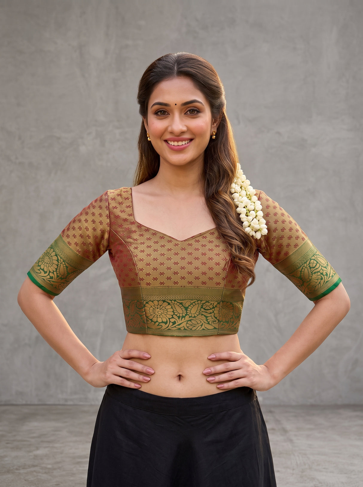 MIMOSA Maroon Saree Saree — blouse close-up