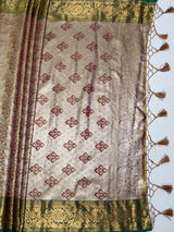 MIMOSA Maroon Saree Saree — pallu and zari work detail