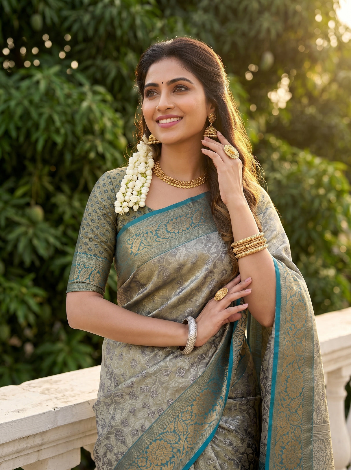 MIMOSA Navy Saree Saree — pose 10 styling detail