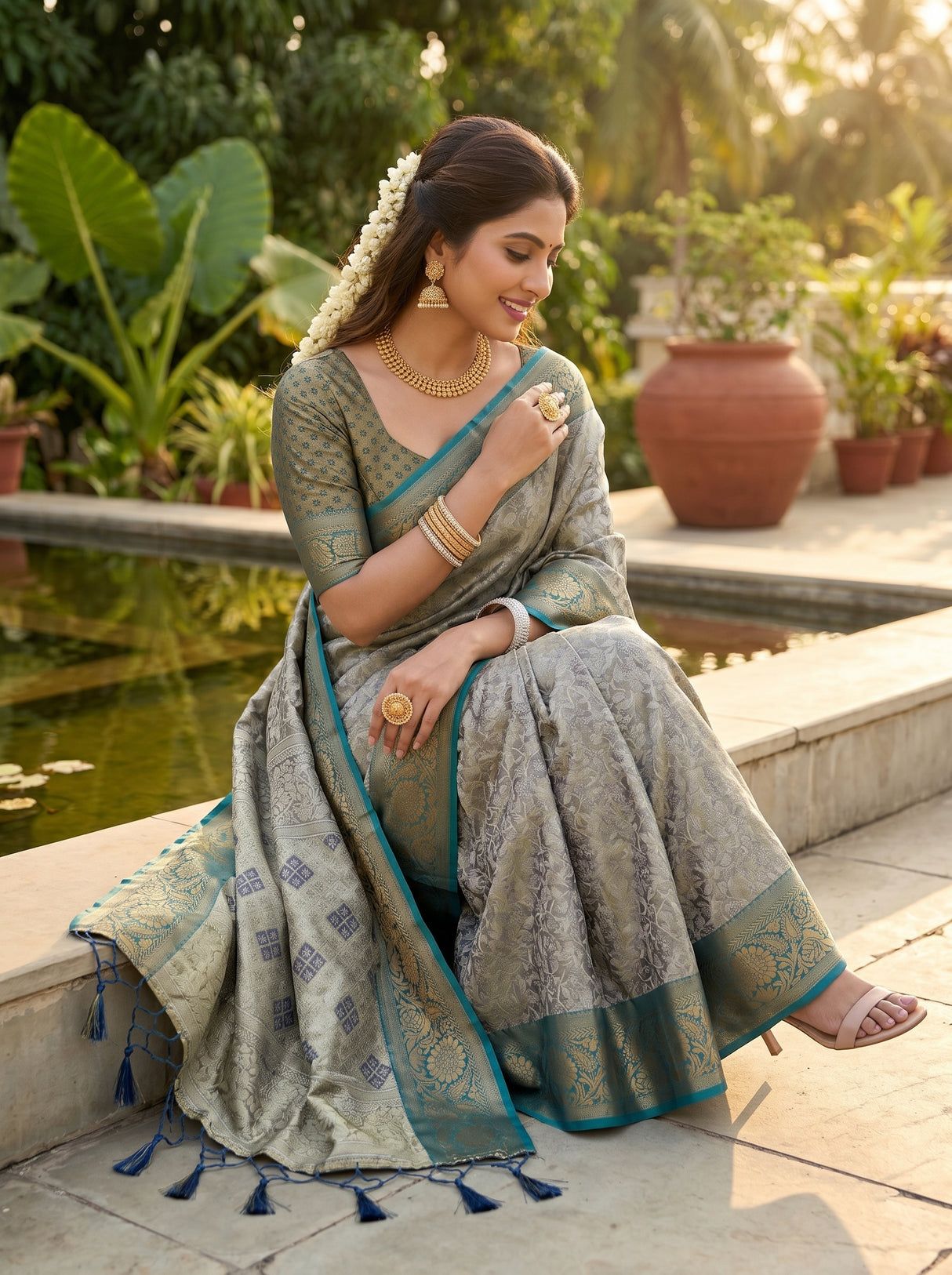 MIMOSA Navy Saree Saree — pose 8 styling detail
