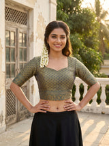 MIMOSA Navy Saree Saree — blouse close-up