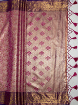 MIMOSA Rani Saree Saree — pallu and zari work detail